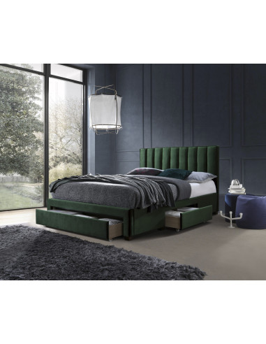 GRACE łóżko z szufladami ciemny zielony velvet (3p 1szt)