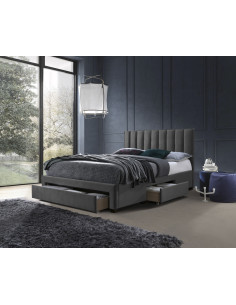 GRACE łóżko z szufladami popiel velvet (3p 1szt)