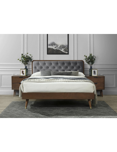 CASSIDY łóżko popielaty / orzech (3p 1szt)