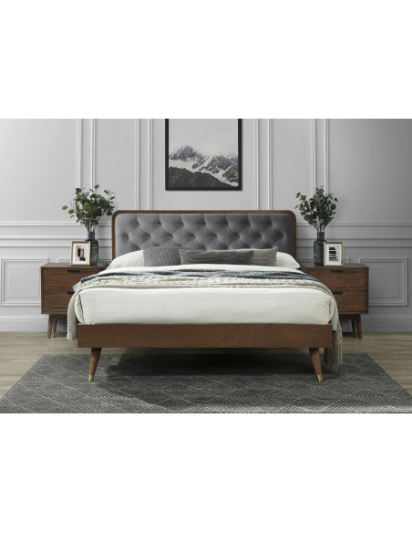 CASSIDY łóżko popielaty / orzech (3p 1szt)