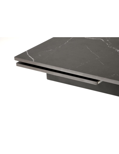 VITORINO stół rozkładany, blat - czarny marmur, nogi - czarny (2p 1szt)