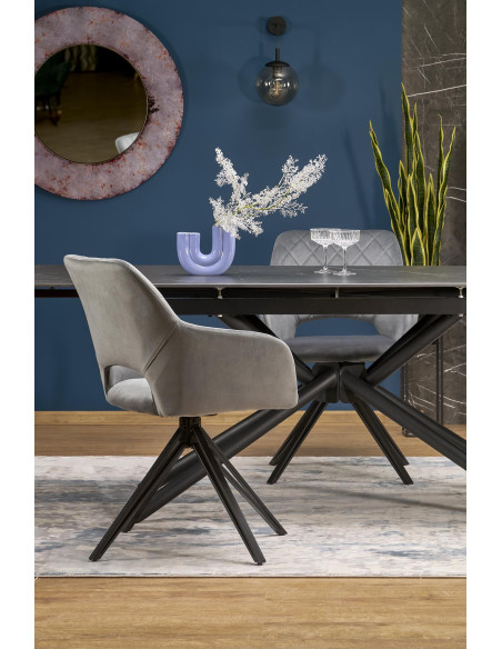 VITORINO stół rozkładany, blat - czarny marmur, nogi - czarny (2p 1szt)