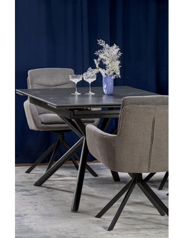 VITORINO stół rozkładany, blat - czarny marmur, nogi - czarny (2p 1szt)