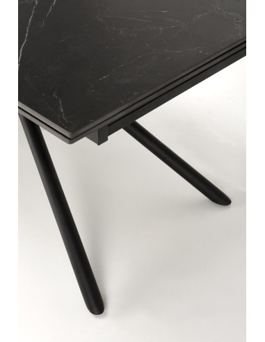 VITORINO stół rozkładany, blat - czarny marmur, nogi - czarny (2p 1szt)