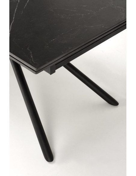 VITORINO stół rozkładany, blat - czarny marmur, nogi - czarny (2p 1szt)