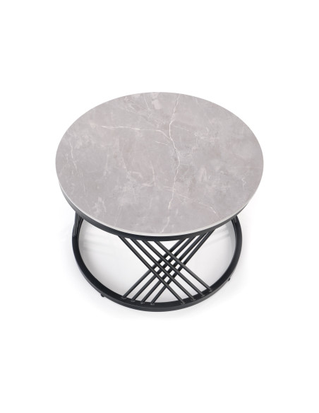 FLAMINGO zestaw 2 ław, popielaty marmur/ czarny (2p 1szt)