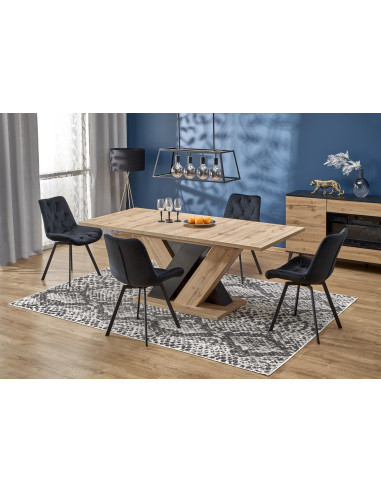 BRANDON stół rozkładany 160-200/90 cm dąb wotan/czarny (2p 1szt)