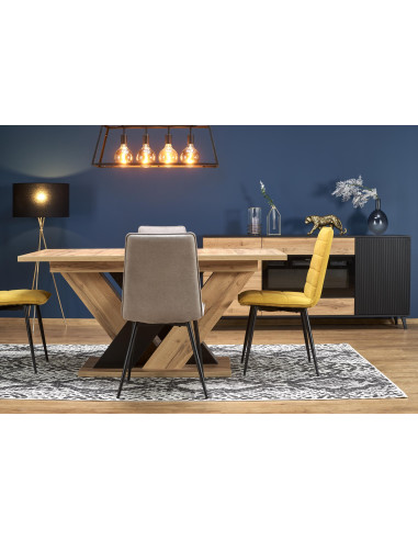 BRANDON stół rozkładany 160-200/90 cm dąb wotan/czarny (2p 1szt)