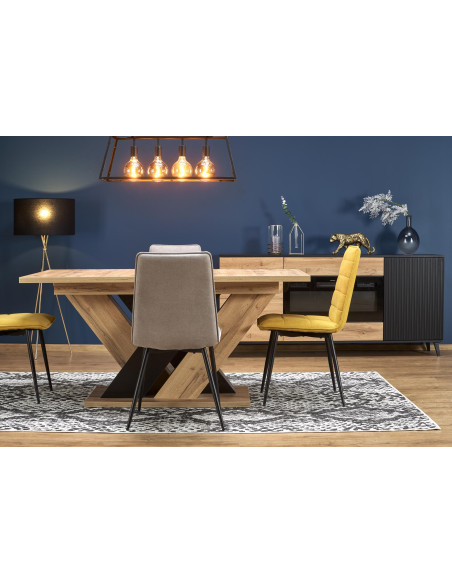 BRANDON stół rozkładany 160-200/90 cm dąb wotan/czarny (2p 1szt)