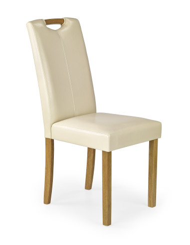 Krzesło drewniane TREFL eco skóra - buk / krem