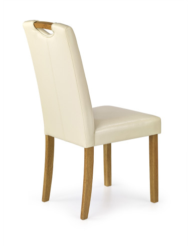 Krzesło drewniane TREFL eco skóra - buk / krem