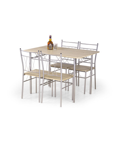 FAUST Zestaw Stół+4 Krzesła Dąb Sonoma - Nowoczesność i Praktyczność