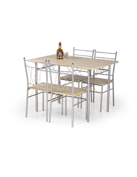 FAUST Zestaw Stół+4 Krzesła Dąb Sonoma - Nowoczesność i Praktyczność