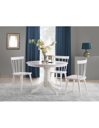 GLOSTER Stół Okrągły Biały Fi106 cm Drewno Lite - Design i Wygoda