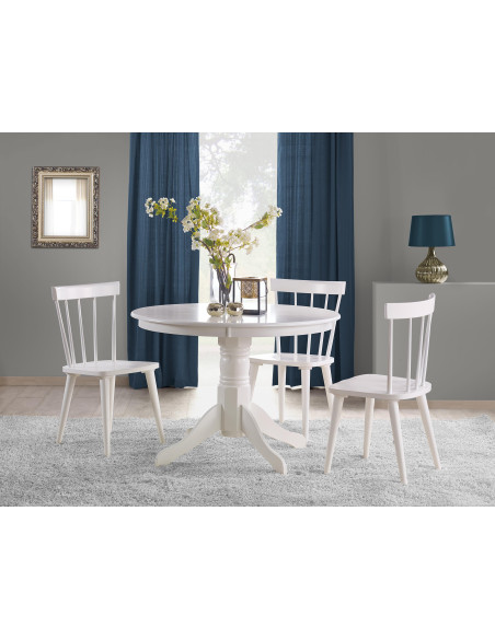 GLOSTER Stół Okrągły Biały Fi106 cm Drewno Lite - Design i Wygoda