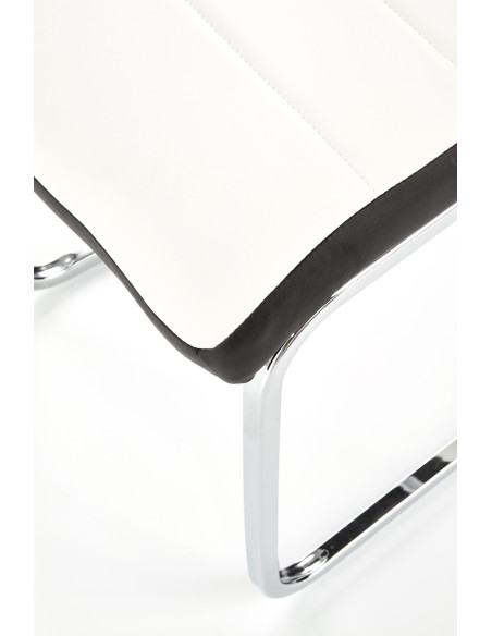 K132 Krzesło Chromowane Eco-Skóra Biało-Czarna - Unikalny Wygląd