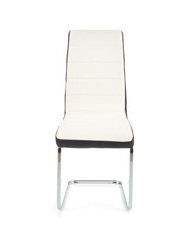 K132 Krzesło Chromowane Eco-Skóra Biało-Czarna - Unikalny Wygląd