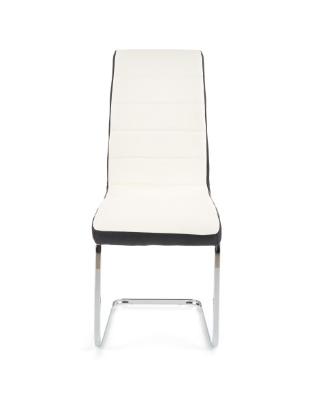 K132 Krzesło Chromowane Eco-Skóra Biało-Czarna - Unikalny Wygląd