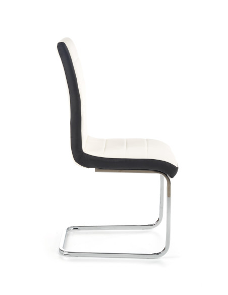K132 Krzesło Chromowane Eco-Skóra Biało-Czarna - Unikalny Wygląd