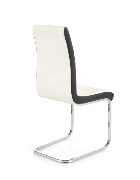 K132 Krzesło Chromowane Eco-Skóra Biało-Czarna - Unikalny Wygląd