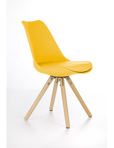 Krzesło drewniane skandynawskie CH/201 eco skóra / żółty