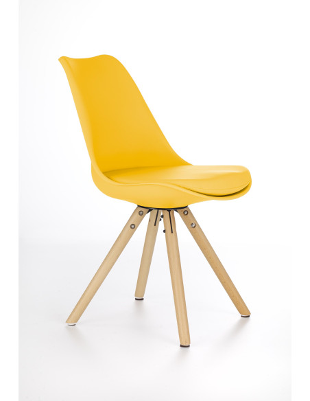 Krzesło drewniane skandynawskie CH/201 eco skóra / żółty