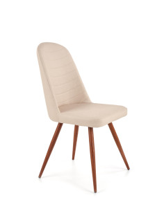 K214 Krzesło Eco-Skóra Ciemny Krem/Dąb Miodowy - Elegancja i Ciepło