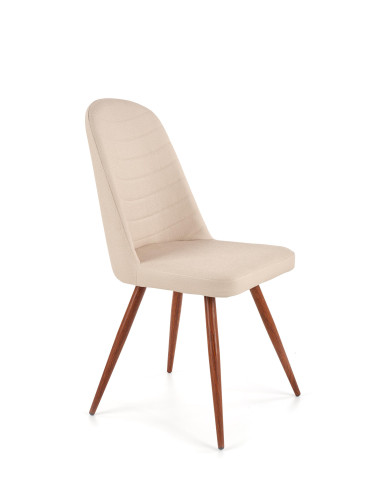 K214 Krzesło Eco-Skóra Ciemny Krem/Dąb Miodowy - Elegancja i Ciepło