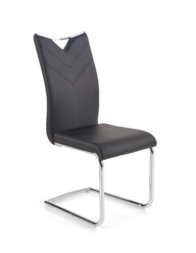 K224 Krzesło Stal Chromowana/Eco-Skóra Czarny - Prostota i Elegancja