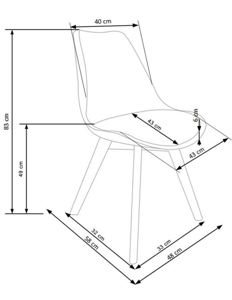 K246 Krzesło Drewno Lite/Poliwęglan/Eco-Skóra Buk-Transparentny
