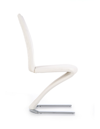 K291 Krzesło Eco-Skóra Stal Chromowana Biały - Nowoczesna Klasyka