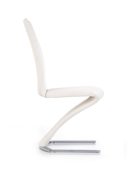 K291 Krzesło Eco-Skóra Stal Chromowana Biały - Nowoczesna Klasyka