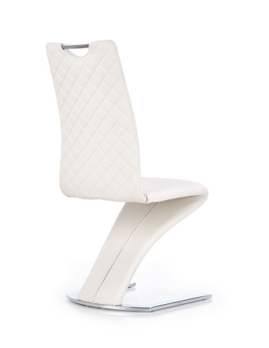 K291 Krzesło Eco-Skóra Stal Chromowana Biały - Nowoczesna Klasyka