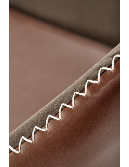 K304 Krzesło Eco-Skóra Ciemny Popiel/Brązowy/Złoty Chrom - Eleganckie