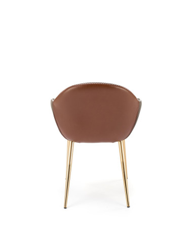 K304 Krzesło Eco-Skóra Ciemny Popiel/Brązowy/Złoty Chrom - Eleganckie