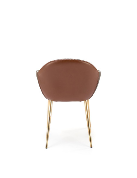 K304 Krzesło Eco-Skóra Ciemny Popiel/Brązowy/Złoty Chrom - Eleganckie