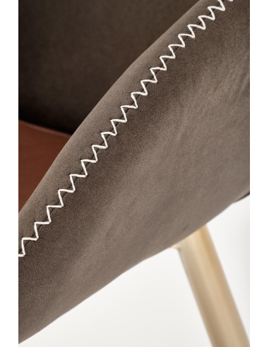 K304 Krzesło Eco-Skóra Ciemny Popiel/Brązowy/Złoty Chrom - Eleganckie