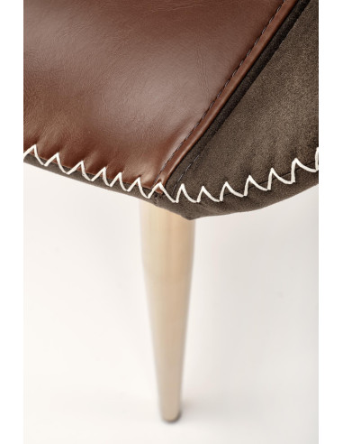 K304 Krzesło Eco-Skóra Ciemny Popiel/Brązowy/Złoty Chrom - Eleganckie
