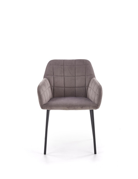 K305 Krzesło Popielaty Velvet z Czarnymi Nogami - Nowoczesność i Wygoda