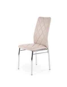 K309 Krzesło Stal Chromowana Jasny Beż w Romby - Ciepło i Jasność