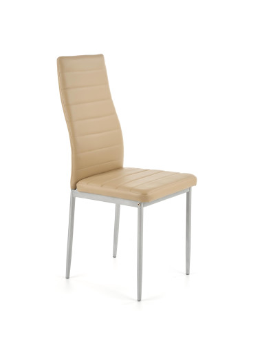 K70 C Krzesło Eco-Skóra Jasny Brąz/Stal Popiel - Eleganckie