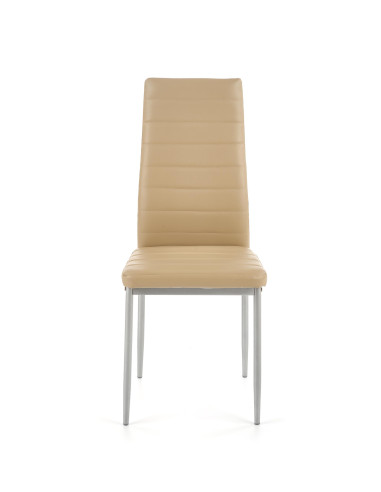 K70 C Krzesło Eco-Skóra Jasny Brąz/Stal Popiel - Eleganckie