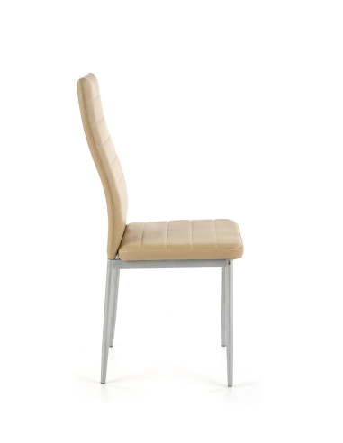 K70 C Krzesło Eco-Skóra Jasny Brąz/Stal Popiel - Eleganckie