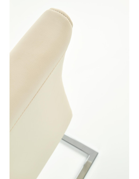 K85 Krzesło na Płozach Chrom/Ciemny Krem Eco-Skóra Wygodne
