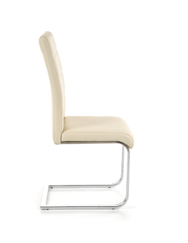 K85 Krzesło na Płozach Chrom/Ciemny Krem Eco-Skóra Wygodne