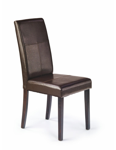 KERRY Drewniane Krzesło Eco-Skóra Wenge/Ciemny Brąz - Elegancja