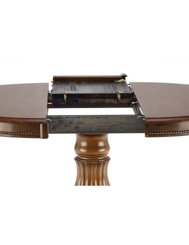 WILLIAM Stół Rozkładany Okrągły Ciemny Orzech - Klasyczny Styl