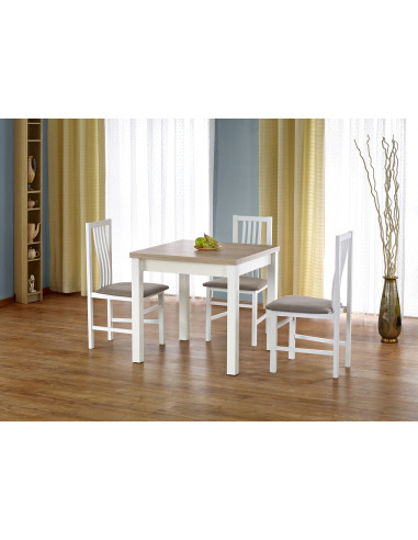 GRACJAN Stół Rozkładany Dąb Sonoma/Biały 80-160cm - Jasność i Styl