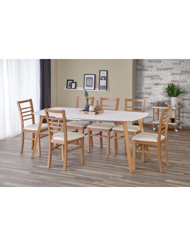 Stół rozkładany KAJETAN 135-185 cm  biały / dąb miodowy