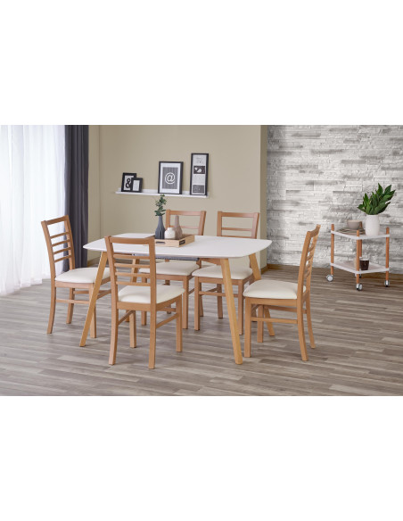 Stół rozkładany KAJETAN 135-185 cm  biały / dąb miodowy